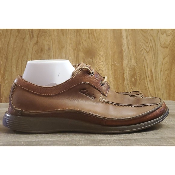Clarks Leather Lace Up Shoes Men's Size 9.5 Brown - Picture 1 of 12